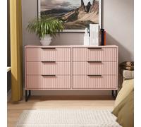 Fluted Large Chest of Drawers Pink 6 Drawers 115cm