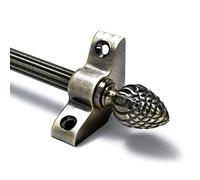 Fluted Quality Stair Rods 3/8" x 28.5" Antique Brass Reed bar Pineapple Finial