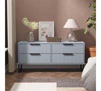 Fluted Ready Assembled 4 Drawer Bedbox - Denim Blue