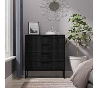 Fluted Ready Assembled 4 Drawer Chest - Black Ash