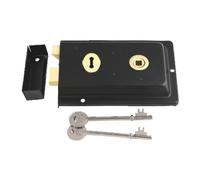 Fluted Rim Lock 150 x 100 mm - Heavy-Duty Traditional Surface-Mounted Door Lock with 2 Keys - Hardware Fittings Included (Antique Brass)