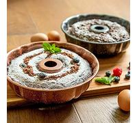 Fluted Ring Cake Mould Non-Stick Springform Round Cake Tins for Baking Cake Tin with Non-Stick Coating Cake Pan, Easy Release Fluted Ring Tin (Golden - 24cm)