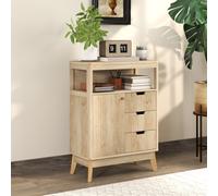 HOMCOM Modern Sideboard Storage Cabinet for Living Room Dining Room Bedroom - Natural wood finish