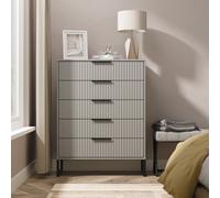 Fluted Tall Chest of Drawers Grey 5 Drawers 109cm