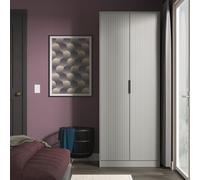 Fluted Tall Wardrobe Grey 1 Shelf 197cm