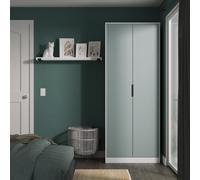 Fluted Tall Wardrobe Teal & White 1 Shelf 197cm