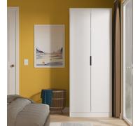 Fluted Tall Wardrobe White 1 Shelf 197cm