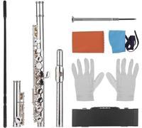 Flutes, Flute Kit 16 Holes Closed Hole Flute C Key Concert Flutes Cupronickel Silver Plated with Cleaning Cloth Rod Gloves Woodwind Instrument Intermediate Flute