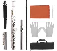 Flutes, Flute Kit 16 Holes Closed Hole Flute C Key Flutes Cupronickel Woodwind Instrument with Cleaning Cloth Rod Gloves Intermediate Flute