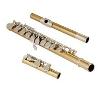 Flutes Instrument Cupronickel 16 Closed Holes C Key Golden Tube Body Silver Button Concert Flute With Box