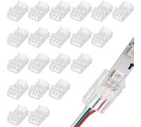 Flutesan 20 Pcs 3 Pin 10mm Solderless LED Light Strip Connectors Clear Track Lighting Connectors for 5050 RGB Strip Light