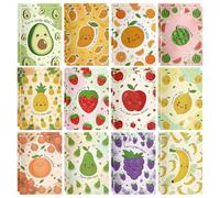 Flutesan 24 Sets Fruit Inspirational Pocket Notebooks Bulk 12 Styles Mini Motivational Notepads Encouragement Quote Notebooks with Positive Affirmations for Employee Office Coworker Teacher (Stitched)
