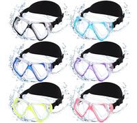 Flutesan 6 Pcs Adult Swimming Goggles with Nose Cover Flexible Fabric Strap Bulk Snorkeling Goggles Snorkeling Mask Tempered Glass Diving Goggles