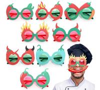 Flutesan 8 Pack Chili Pepper Party Eyeglasses Red Green Pepper Glasses Costume Accessories Photo Booth Props Eyewear Decorations for Adults Teens Chili Cook off Festival Fiesta Birthday Party Supplies
