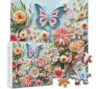 Flutter & Bloom 1000 Piece Jigsaw Puzzle for Adults Flower and Butterfly Paper Art Design Challenging Puzzle for Relaxation and Mindfulness Gift for Puzzle Lovers
