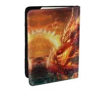 flutter butterfly Passport Holder for Travel - Passport Case for Men & Women Travel Document Organizer Credit Cards Case, Dragon King In Fire, One Size