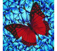 FLUTTERBY RED - Diamond Painting Kit: Flutterby Red - Diamond Dotz Groves & Thames Blue One Size