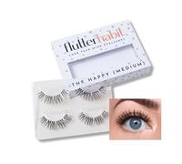 FlutterHabit The Happy Medium Lashes, DIY Eyelash Extensions up to 10 Days of Use], Medium Length Cluster Eyelashes and Doll Eyes, Salon Quality Eyelash Extensions, Natural Eyelashes, Without