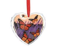 Fluttering Butterflies Heart Ornament Xmas Tree Decoration - Elegant Valentine's Day Ornaments, Crystal Glass Heart Shaped Christmas Ornaments for Tree, Home & Gift Giving