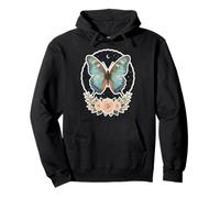 Fluttering Wings Over Moonlit Flowers Cocoon Garden Pullover Hoodie