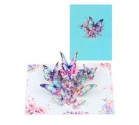 Fluttering Wishes Hot Stamped Blue Butterfly 3D Pop Up Greeting Card