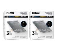 Fluval Replacement Carbon for Fluval Flex/Spec/Evo - 3 bags,White (Pack of 2)