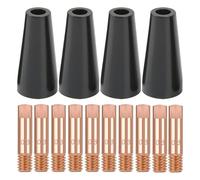 Flux Core Gasless Nozzle Tips Kit for MIG/MAG Welding, 0.8mm Copper Conductive Tips & 4 Gasless Nozzles, Compatible with 15AK/MB15 and 14AK/MB14 Torch Models
