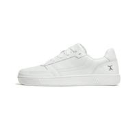 Flux Footwear Adapt Leather Trainer - Full Grain Leather Sneakers with Zero Drop, Wide Toe Box & Flexible Traction for Walking, Casual Wear, Urban Lifestyle, White, 12.5 Women/11 Men