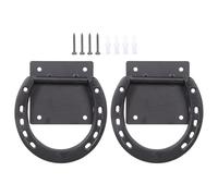 Fluxioxtna 2Pcs Horse Collar Rings Quick Install Horse Care Equipment Horseshoe Crosses Ties Down Metal Horses Tie Rings Quick-Fit Steel Fastening Clamps for Barn Fencing Equipment