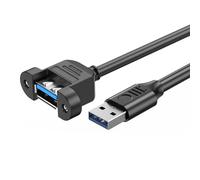 Fluxioxtna Fast Speed USB3.0 Male To Female USB3.0 Extension Cable Wire Computer Host Panel Mount Screw USB Connector Adapter