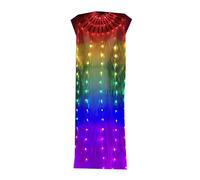 Fluxioxtna Flexible LED Belly Dance Fan Rainbow Colorful Light Up Long Folding Fan Veil For Night Performances And Celebration