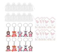 Fluxioxtna Jungle Animal Keychains Zoos Animal Keychains Keyring With Organza Bags And Thank Tages For Baby Showers Party Mementoes