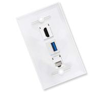 Fluxioxtna RJ45 USB3.0 Cat6 Wall Plate 3 Port Outlet For Fast Speed Data Transfer And Easy Installation Home Or Office