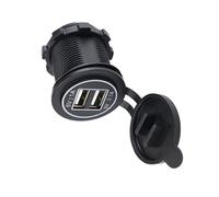 Fluxioxtna USB Charging Socket 12V-24V USB Power Outlet 2.1A Double USB Outlet With Caps Rings Light USB Port For Car