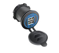 Fluxioxtna USB Charging Socket 12V-24V USB Power Outlet 2.1A Double USB Outlet With Caps Rings Light USB Port For Car