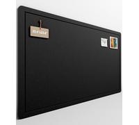 Fluxnara Bulletin Board,90 x 60cm Cork Board Alternative with 12 Safe Removable Adhesive Tabs, Foldable Felt Pin Board for Home Office, Classroom, Bedroom,Entryway for Walls- Black