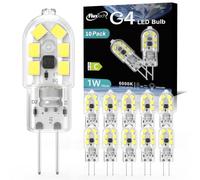 FluxTech G4 LED Bulbs 1W, AC/DC 12V, Cool White 6000K, Equivalent 10W 15W 20W G4 Halogen Lamp, 165LM, Non Dimmable No Flickering Energy Saving Capsule Light Bulb for Home-Lighting,10 Pack