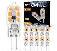 FluxTech G4 LED Bulbs 1W, AC/DC 12V, Warm White 2700K, Equivalent 10W 15W 20W G4 Halogen Lamp, 165LM, Non-Dimmable No Flickering Energy Saving Capsule Light Bulb for Home-Lighting,10 Pack