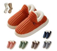 Fluzzy Slippers for Women, Cozy Stylish Slipper for Men, Fuzzy Booties Water-Resistant Sole Indoor & Outdoor (Orange, Medium, Adult, Women, 6, Numeric Range, UK Footwear Size System, 6.5, Medium)