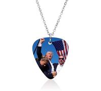 Flvkev Trump Shooting Necklace Donald Trump Shot Trump 2024 Necklace for Men Women You Missed Stronger Trump, Stainless Steel, Gemless, Stainless Steel, No Gemstone