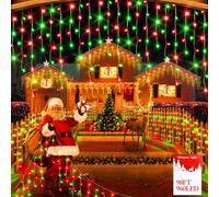 FLVOECN 30M 960 LED Christmas Lights Plug in 12 Modes with Timer Dimmable Christmas Decorations Outdoor Waterproof Indoor Curtain String Lights for Roof Garden Holiday Wedding Party Decor Red + Green