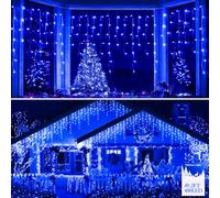 FLVOECN 49FT 480LED Christmas Lights Decorations Waterproof 12 Modes Christmas Lights Outdoor with Memory and Timer Fairy Lights Plug-in Christmas String Lights for Holiday Party Wedding Home Blue