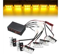 FLVRJOKT 6x3 LED Red Blue Amber Car Grille Strobe light Police Fireman Car Front Bumper strobe Emergency light Flashing Warning lamp 12V(Yellow)