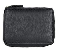 FLW Black Small Pocket Size Zip-Around Genuine Leather Wallet