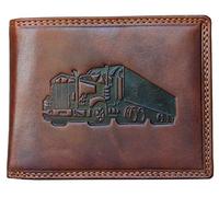 FLW Classic Strong Glazed Vintage Genuine Leather RFID Wallet with Truck Whole Made of a Cowhide