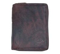 FLW Large Dark Brown Zip-Around Genuine Leather Wallet with Scorpion