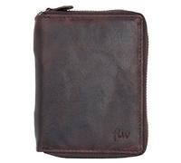 FLW Large Oiled Dark Brown Zip-Around Durable Genuine Leather Wallet