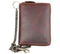 FLW Men's Genuine Leather Biker's Wallet with Metal Chain to Hang