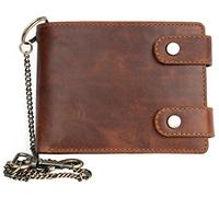 FLW Natural Leather Biker's Pure Leather Wallet with Metal Chain withou Any Logos or Markings