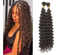 FLWAI Deep Wave Bulk Hair for Braiding 18inch No Weft Boho Braids and Wavy Braiding Hair Women Deep Wave Curly Braiding Hair Extensions (4#, 18inch（1pack）)